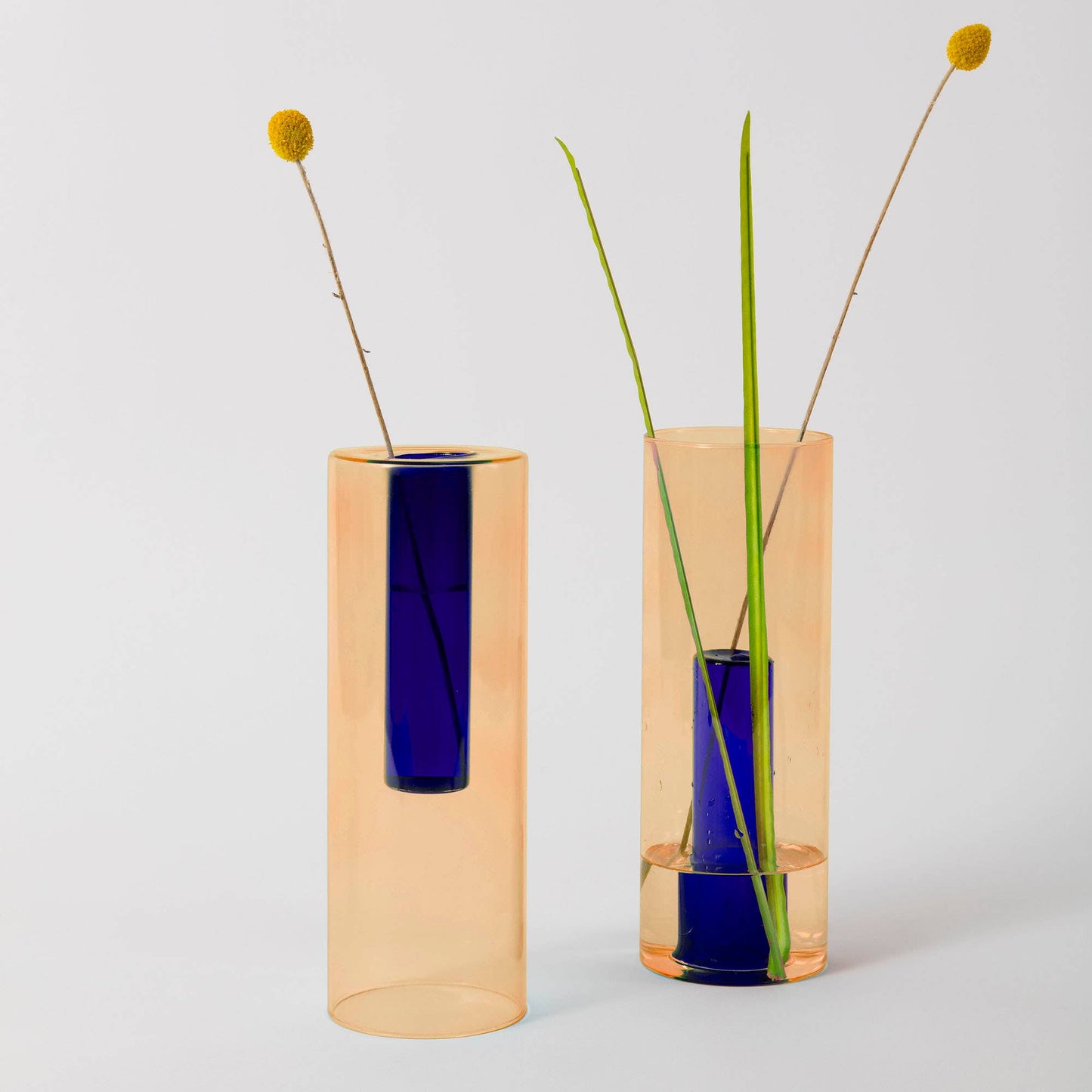 Reversible Glass Vase - Large: Blue/Yellow