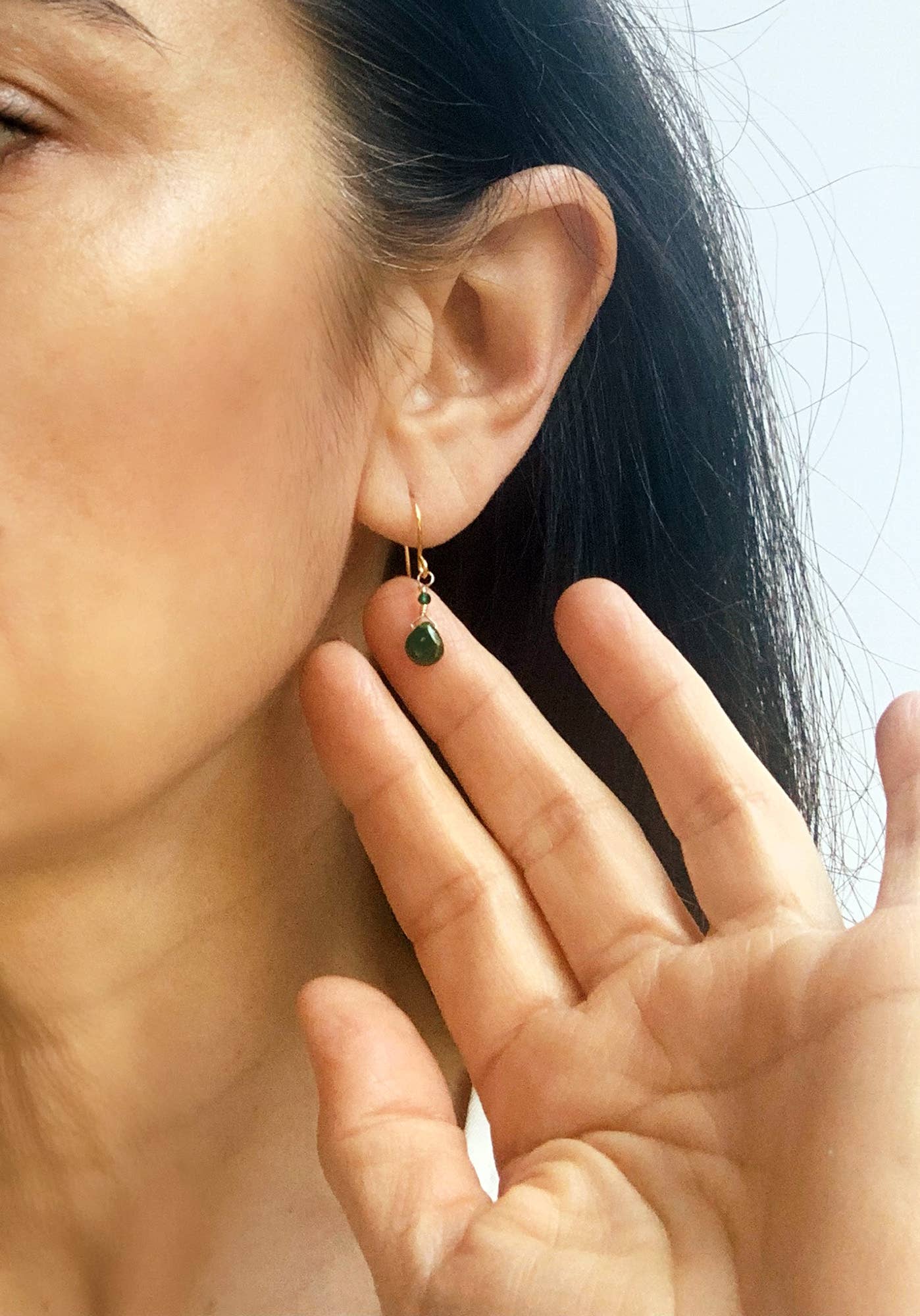 Petite Emerald Earrings: Gold Filled