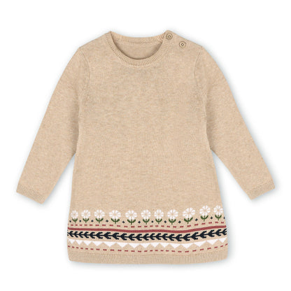Fair Isle Sweater Knit Dress (Organic Cotton) : Oatmeal Heather