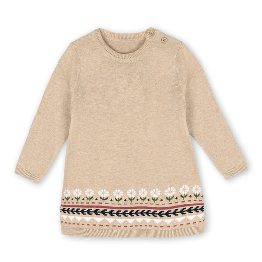 Fair Isle Sweater Knit Dress (Organic Cotton) : Oatmeal Heather