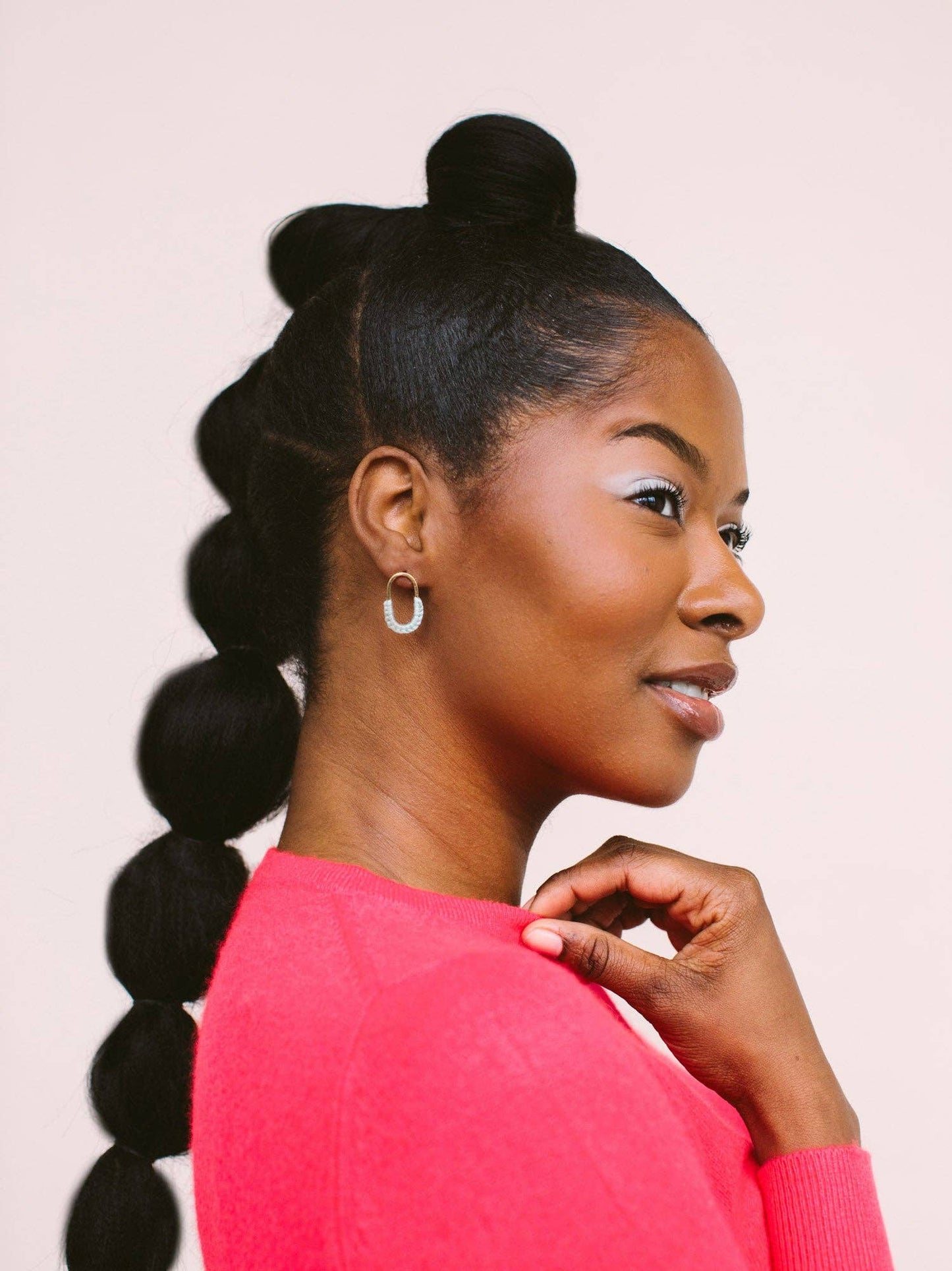 Mini Macramé Link Earrings: Pool