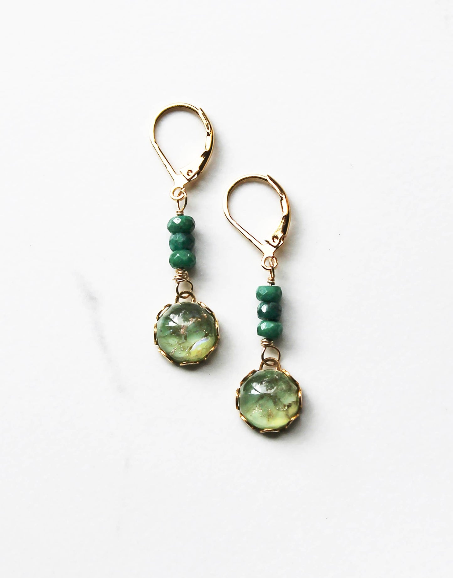 Emerald & Vintage Glass Earrings | GF