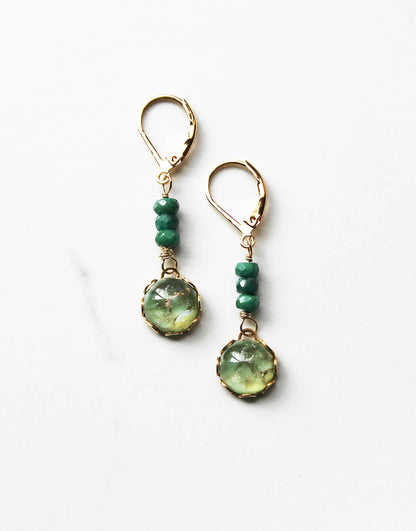Emerald & Vintage Glass Earrings | GF