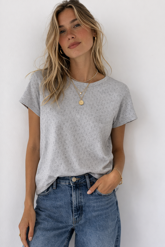 Icy Grey Pointelle T Shirt