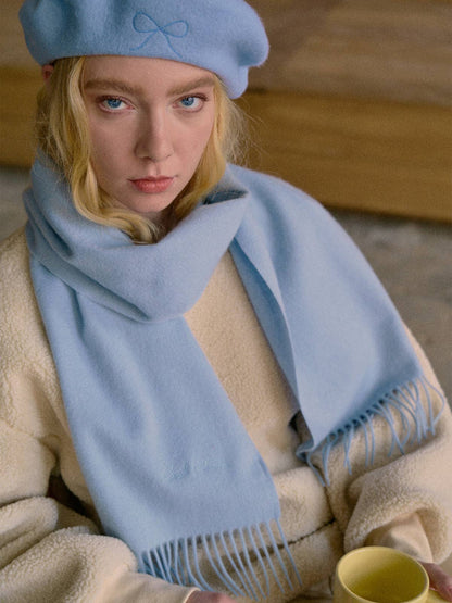 Lost Pattern NYC - "Lost in Warmth" Classic Cashmere Scarf - Light Blue: Light Blue