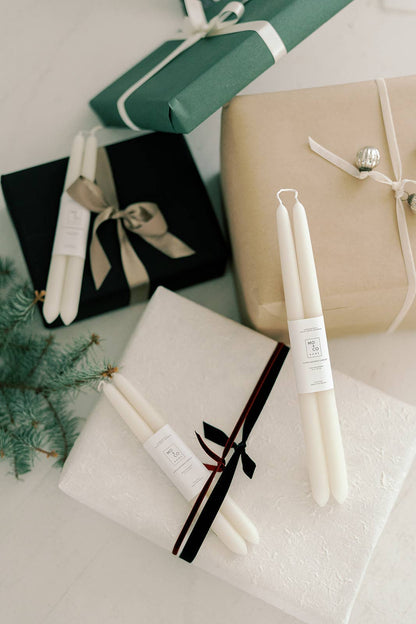 Natural White | Dipped Beeswax Taper Candles | All Natural: 10 Inch
