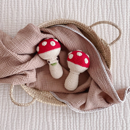 Mushroom Rattle 100% organic cotton