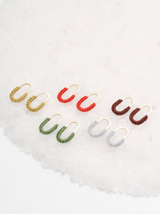 Mini Macramé Link Earrings: Plum