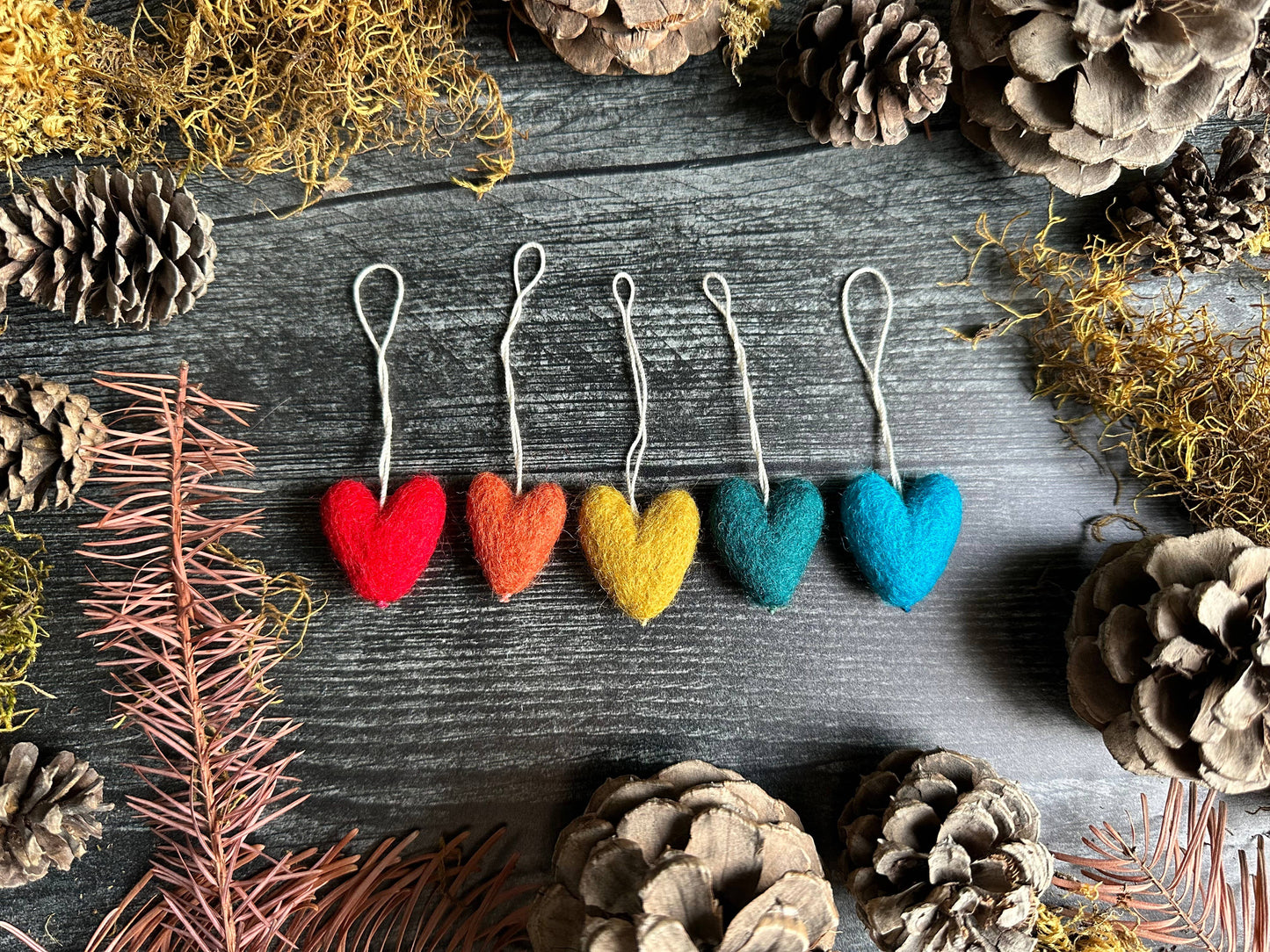 Felted Wool Mini Heart Ornament: Paintbrush Red