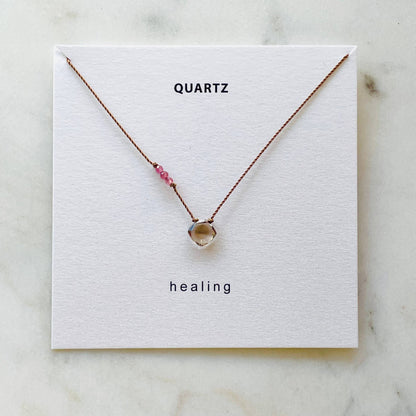 Smoky Quartz and Pink Tourmaline Necklace