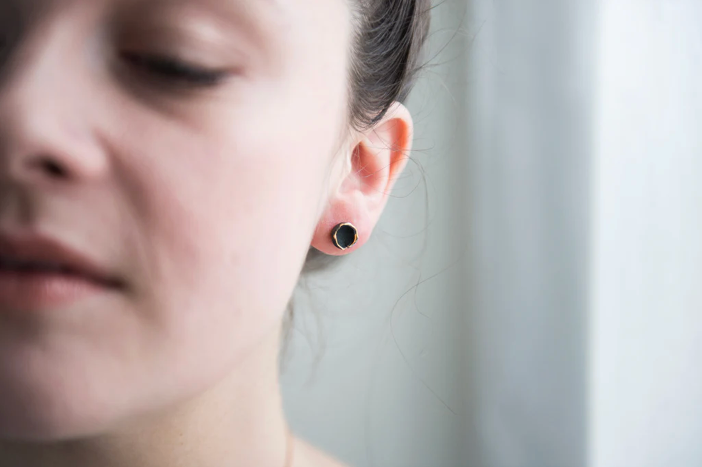 Hana Studs: Black Porcelain 14k GF Studs