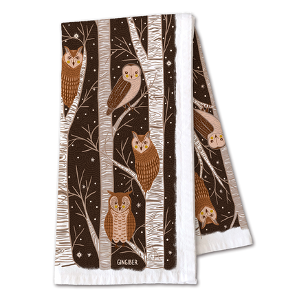Owl & Woodland Tea Towel