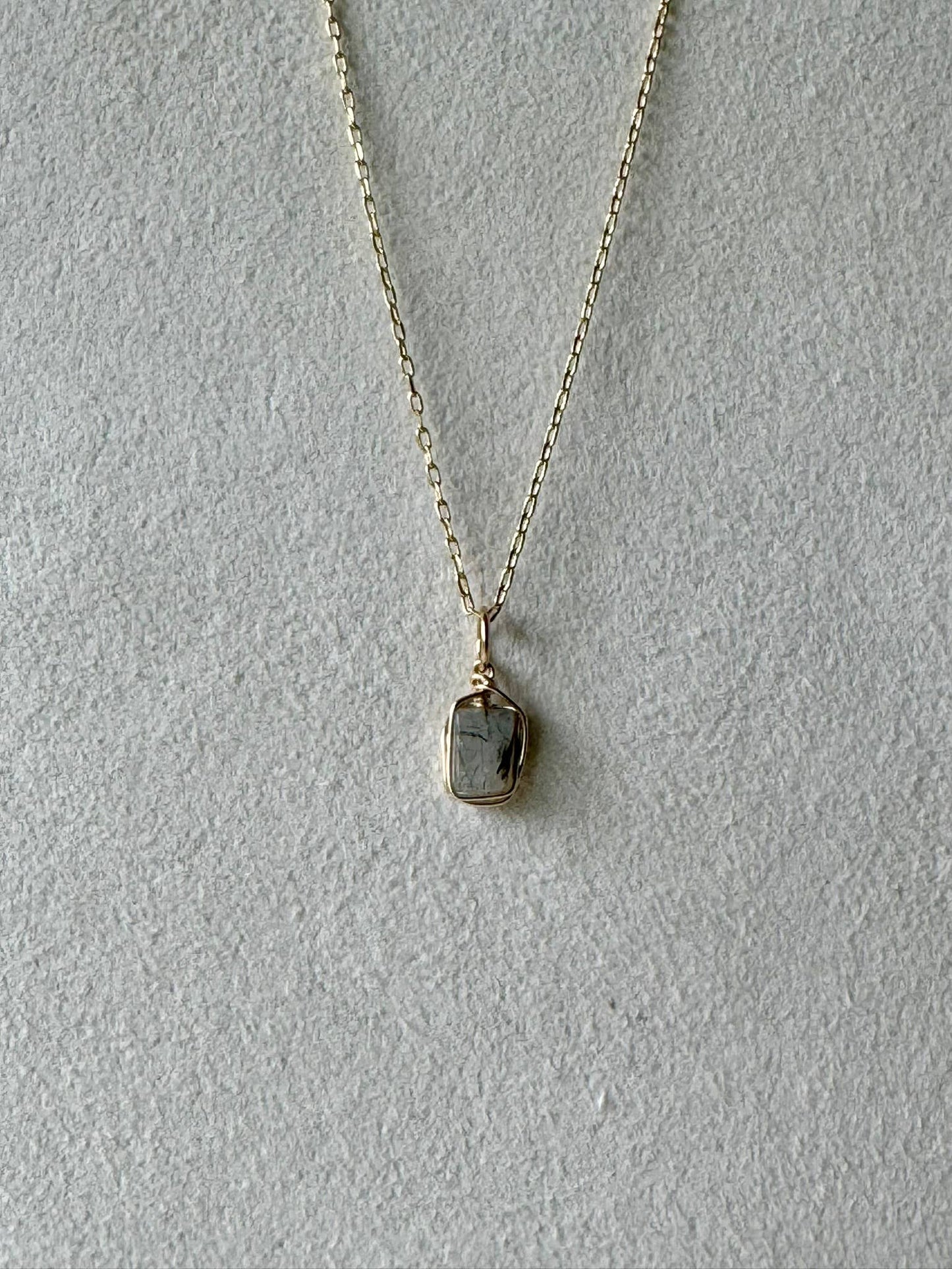 Gold Dainty Rutilated Quartz Necklace: 18 inch