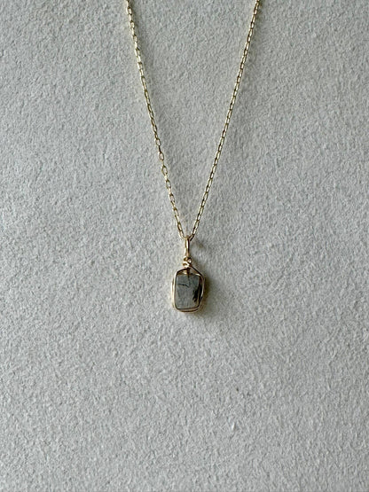 Gold Dainty Rutilated Quartz Necklace: 18 inch
