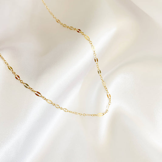 Kamryn Dapped Sequin Layering Chain Necklace Gold Filled: 16”