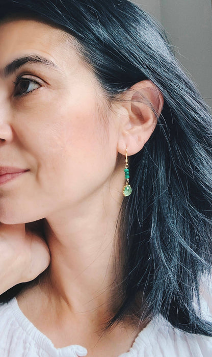 Emerald & Vintage Glass Earrings | GF