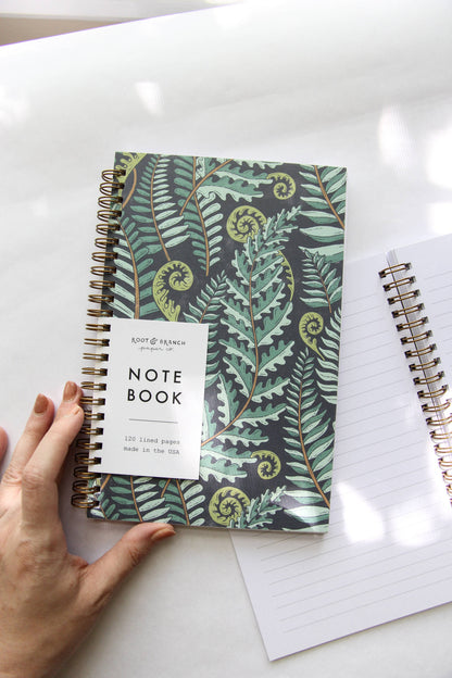 Root & Branch Paper Co. - Forest Fern Spiral Bound Notebook: Lined