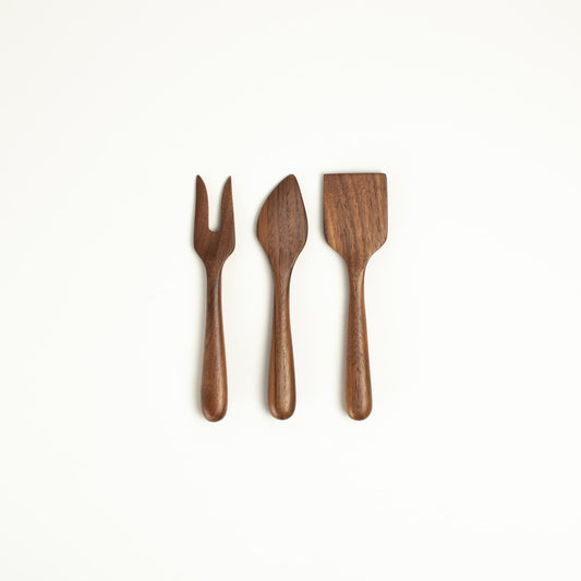 6.5" Walnut Wood Cheese Set