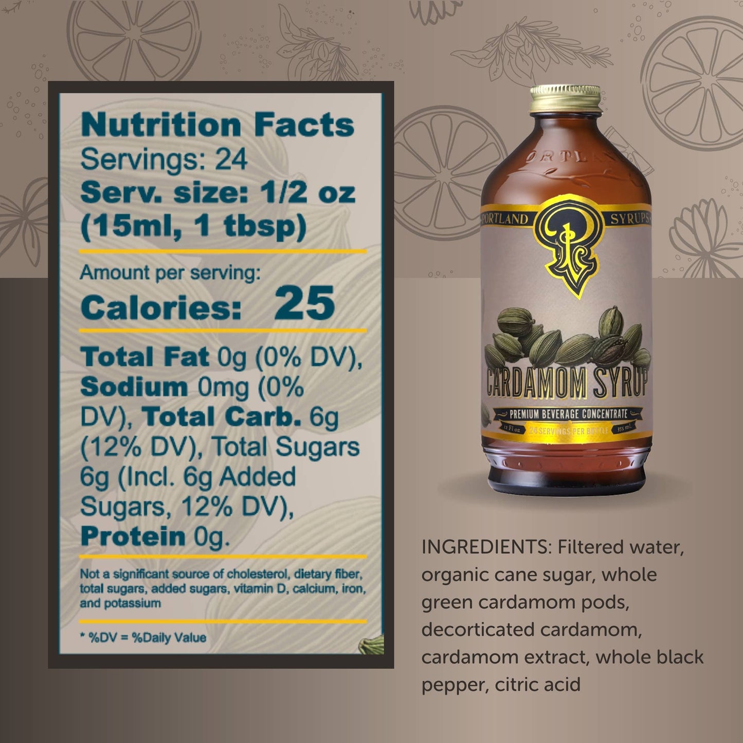 Cardamom Syrup 12oz  - cocktail / mocktail / coffee mixer