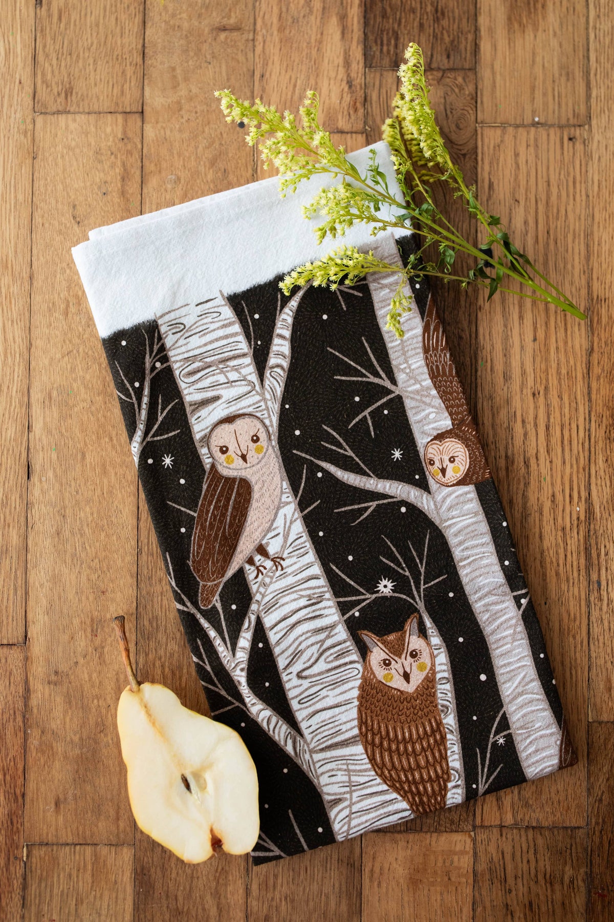 Owl & Woodland Tea Towel