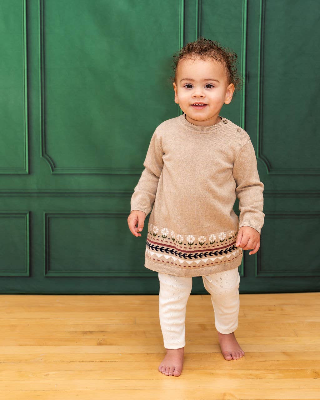 Fair Isle Sweater Knit Dress (Organic Cotton) : Oatmeal Heather