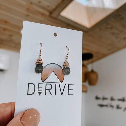 Mini Labradorite Drop Earrings: 14k Gold Fill