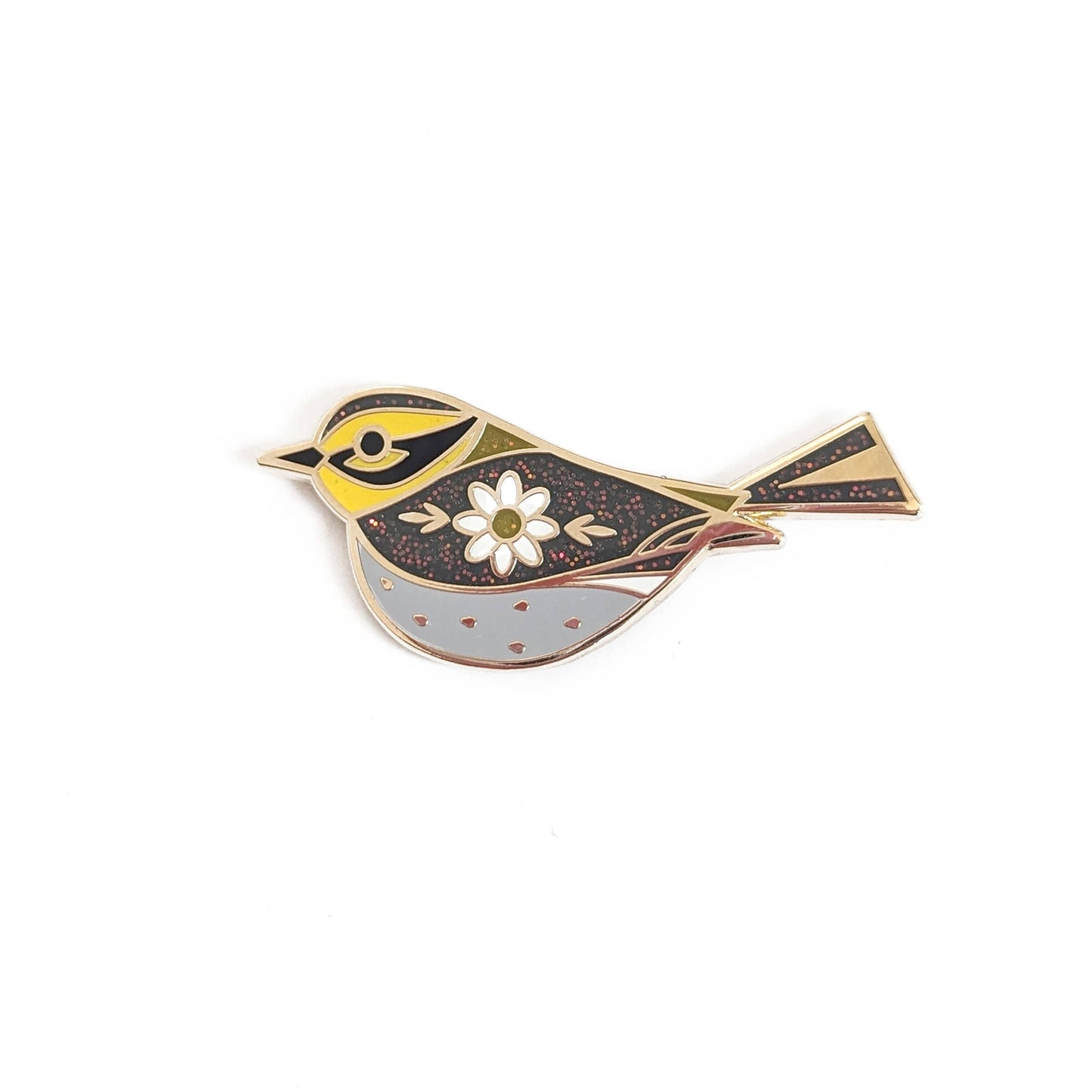 Townsend Warbler Hard Enamel Pin with Glitter