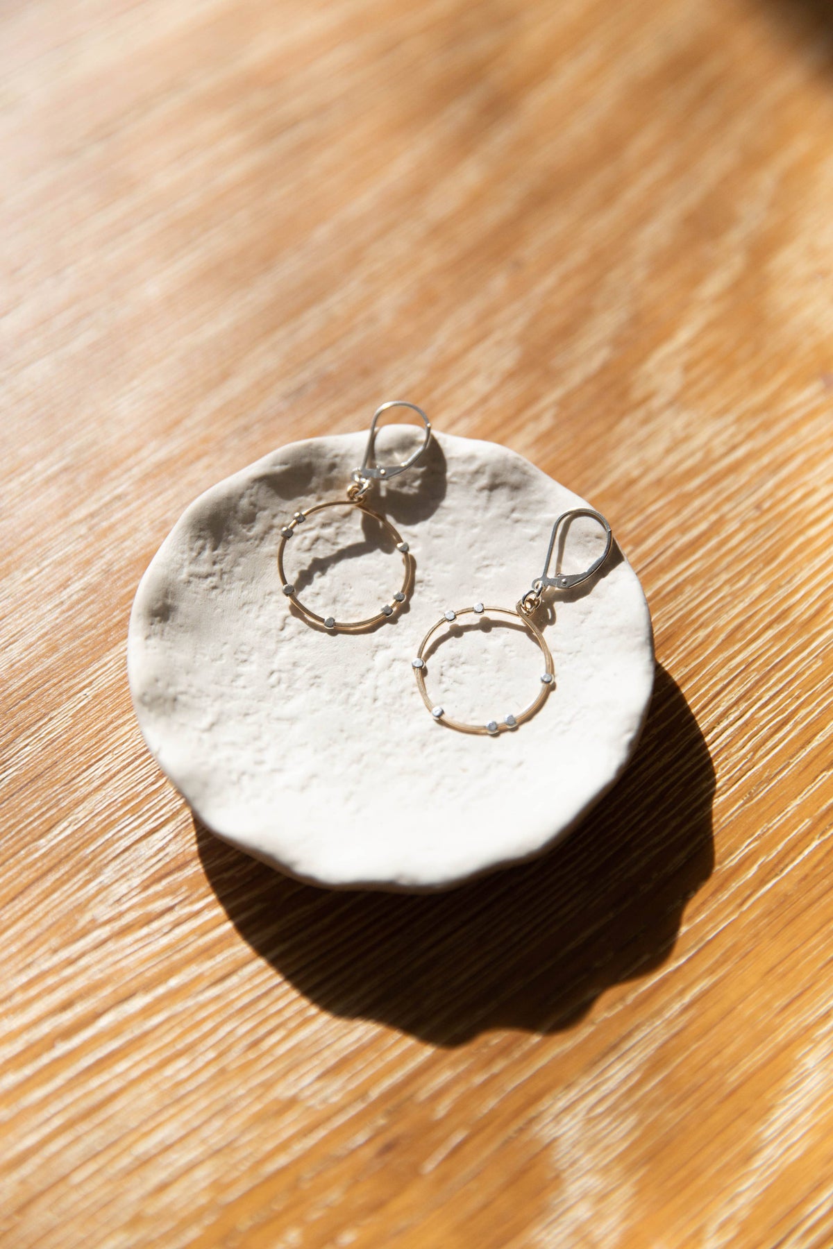 Cosmos Mini Gold Circle Silver Mixed Earrings