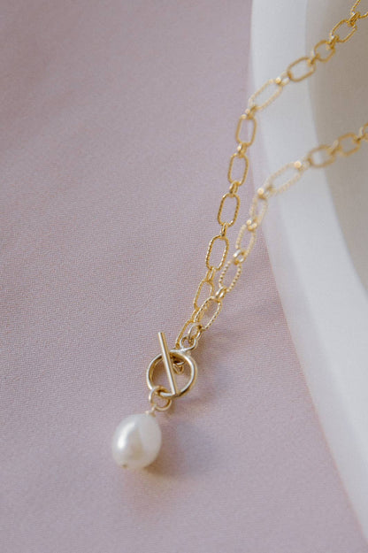 Pearl Toggle Gold Filled Necklace