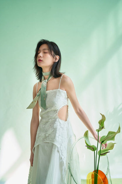 Lily Silk Twilly Scarf: Green