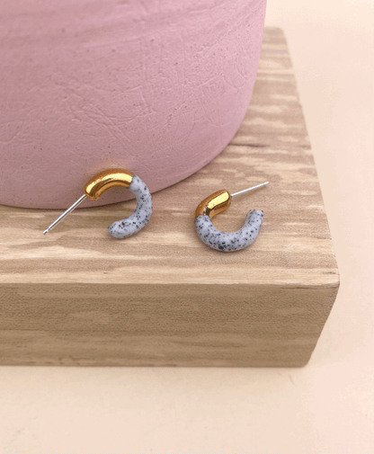 Porcelain Hoop Studs - Lavender