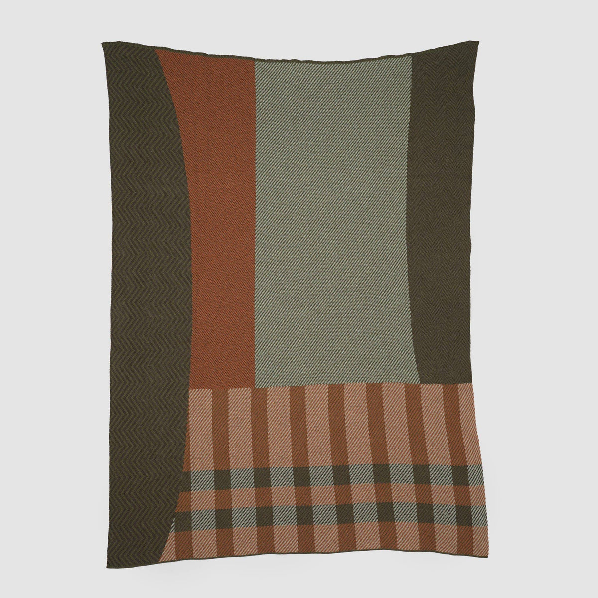 Cotton Knit Patchwork Herringbone: Green