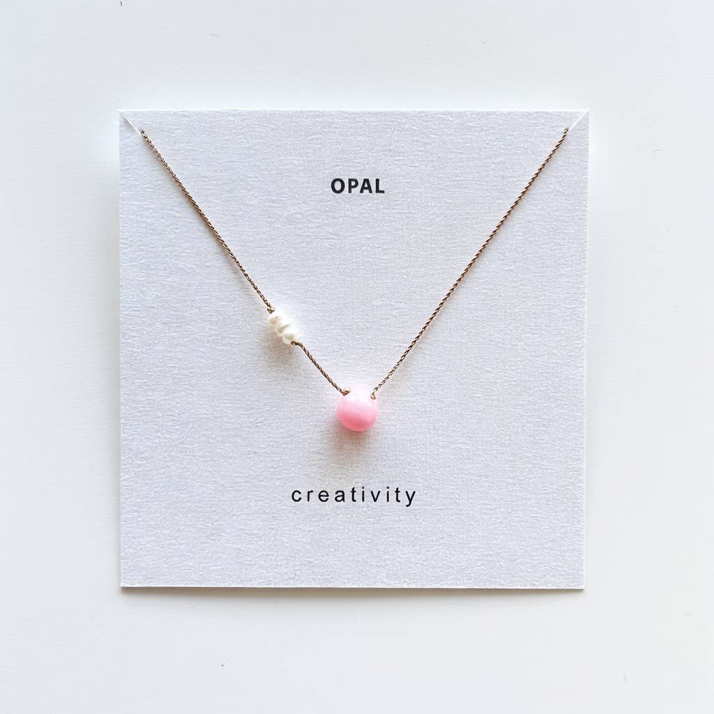 Pink Opal and Pearls Necklace