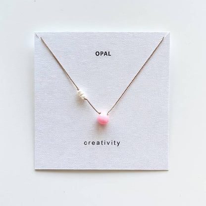 Pink Opal and Pearls Necklace