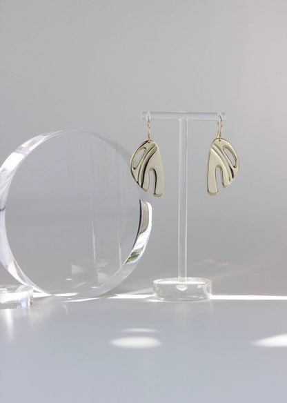 Abstract Monstera Earrings: 14k gold fill / Yellow bronze