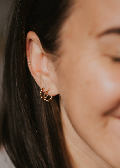 Beaded Huggie Hoops | 14kt Gold Fill
