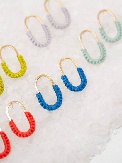 Mini Macramé Link Earrings: Cobalt