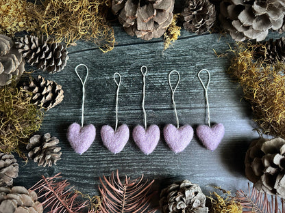 Felted Wool Mini Heart Ornament: Paintbrush Red