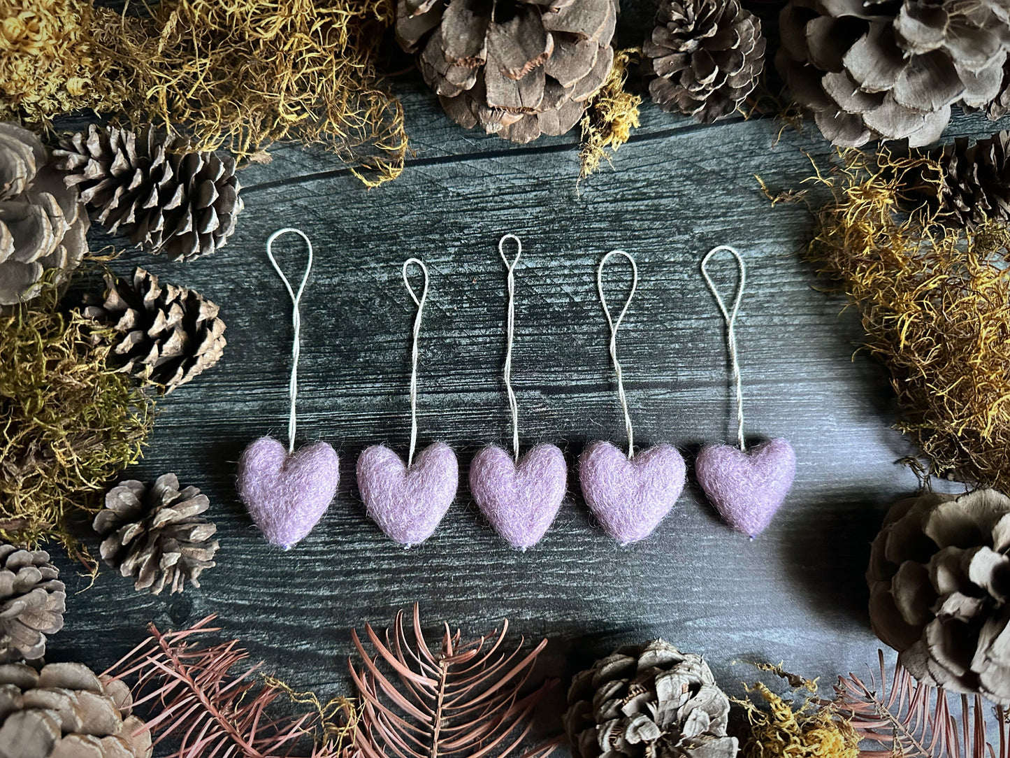 Felted Wool Mini Heart Ornament: Snowberry White