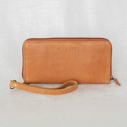 Leather Zipper Wallet: Black
