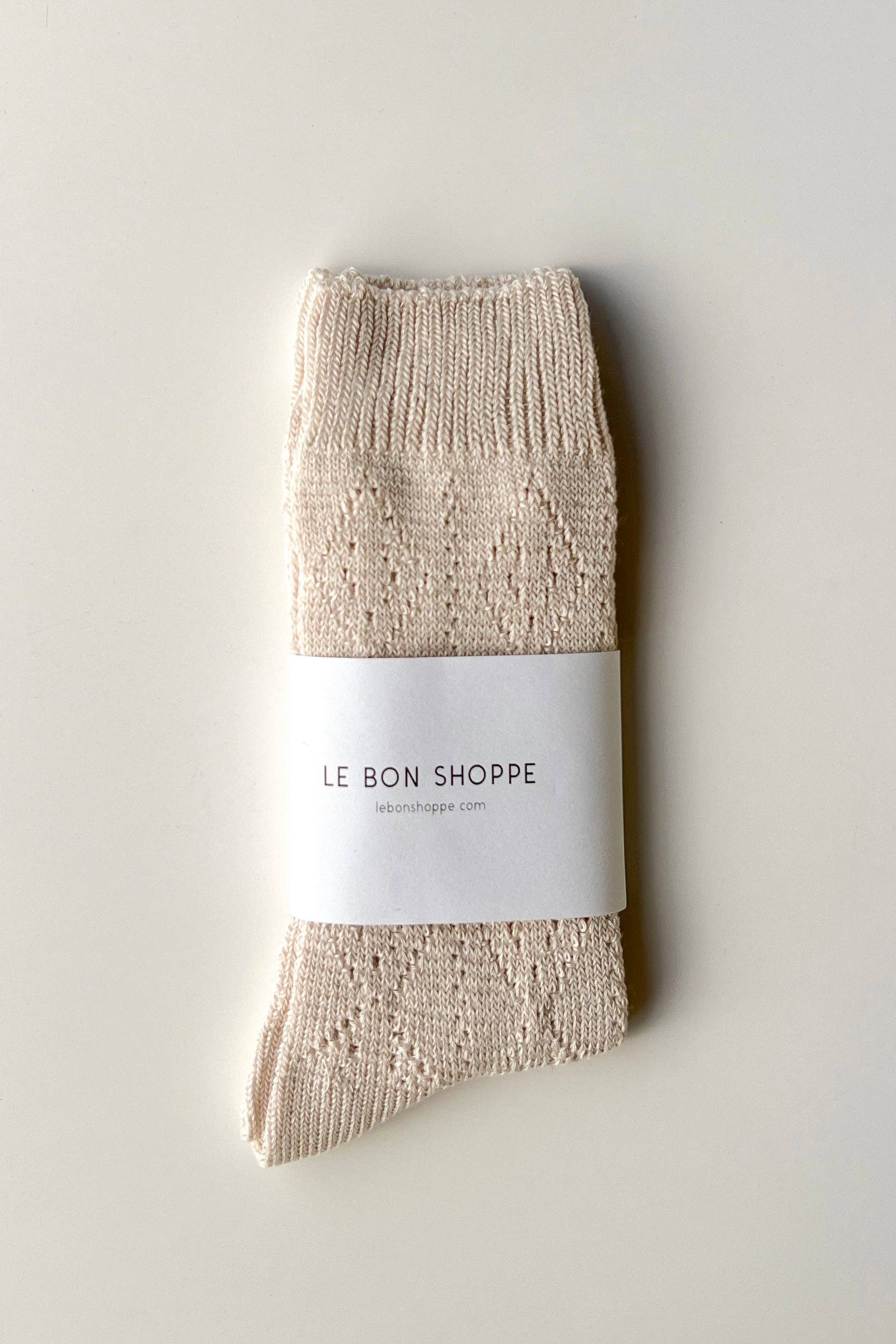 Le Bon Shoppe pointelle neutral womens socks for sandals and flats