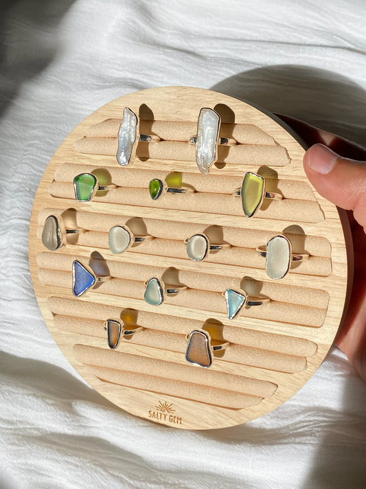 The Salty Gem - Ring Display: Tan Inlaid Slots
