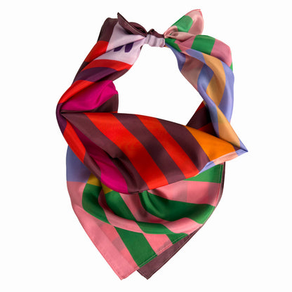 Red Colorblock Scarf |100% Silk