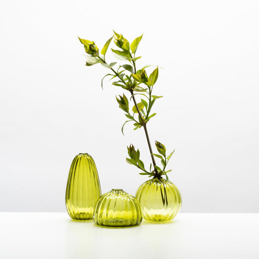 Hand Blown Glass Bud Vase - Chartruese