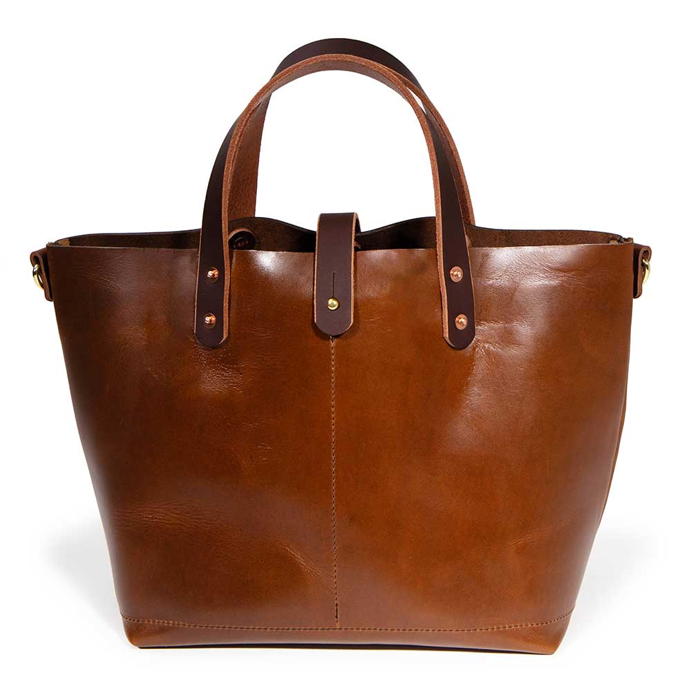 Leather All Day Mini Tote- Mahogany