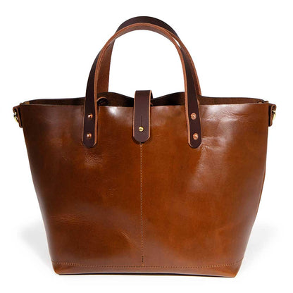 Leather All Day Mini Tote- Mahogany
