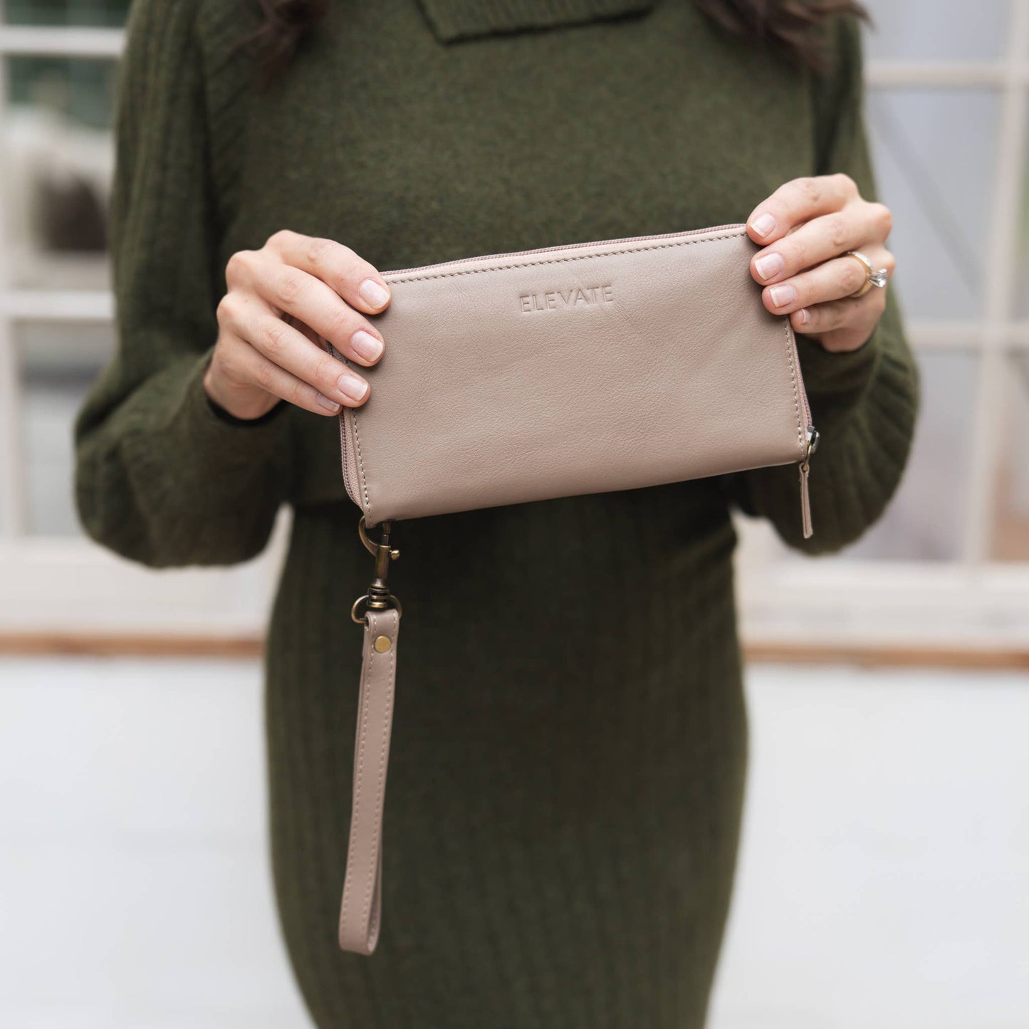 Leather Zipper Wallet: Black