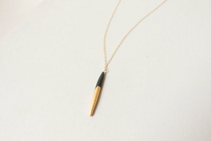 Porcelain Quill Necklace: Black/Gold