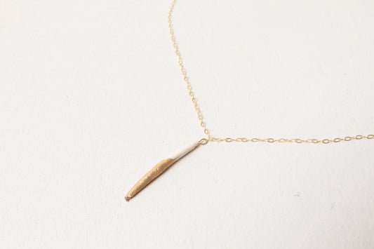 Porcelain Quill Necklace: White/Gold