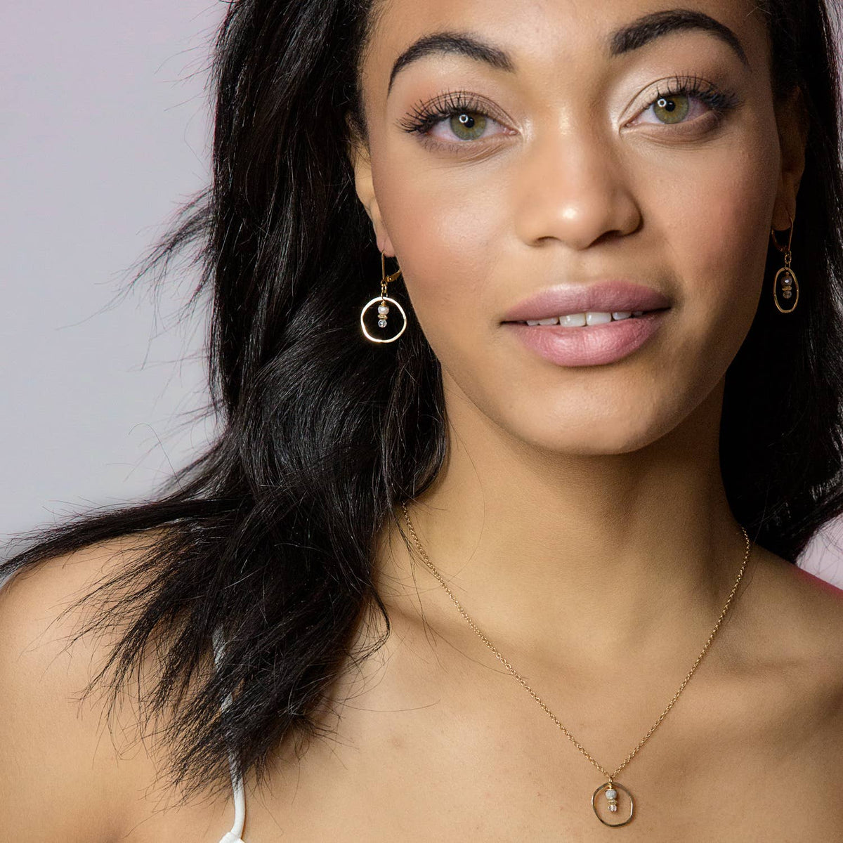 Dusky Coast Necklace - Grey Mystic Quartz and Moonstone
